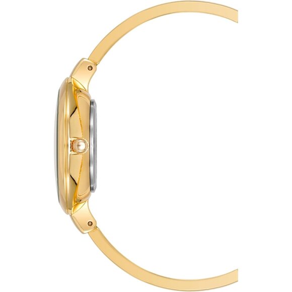 Women's Brass Bangle Watch and Bracelet Set Gold Black Crystal Enamel Jewelry - Picture 2 of 7